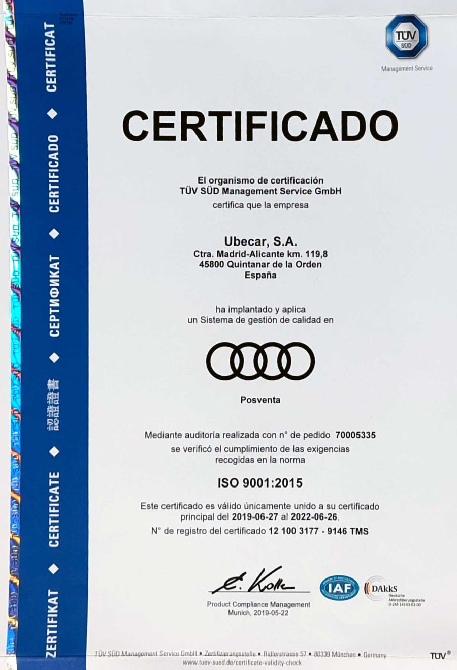 Certificado ISO 9001:2015